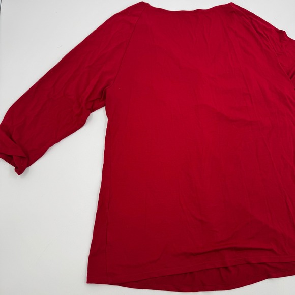 Talbots Women's Red Long Sleeve Twist Front Top‎ Blouse - Picture 6 of 8